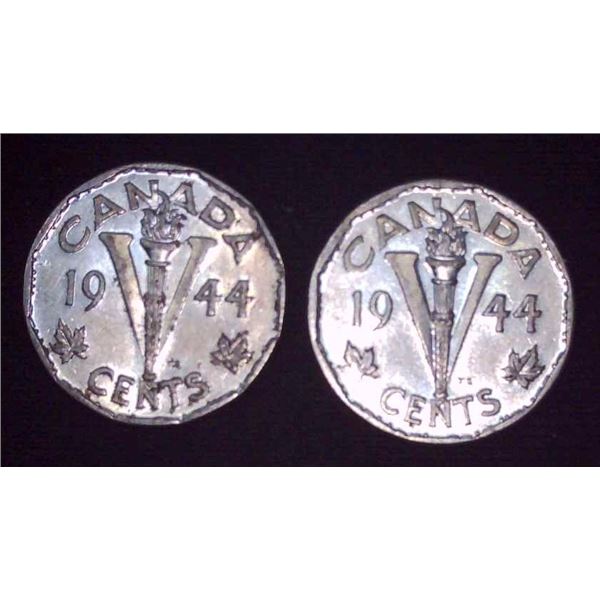 2x Canadian Nickels 1944