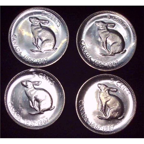 4x Canadian Nickels 1967