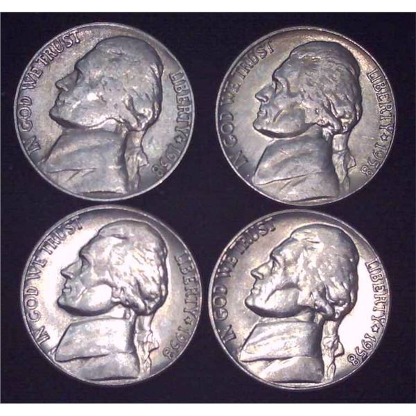 4x USA Nickels 1958