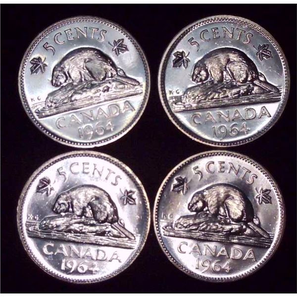 4x Canadian Nickels 1964