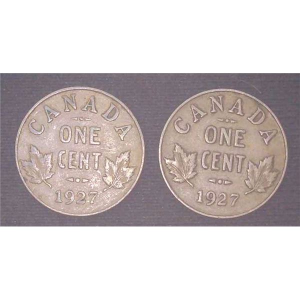 2x Canadian Pennies 1927
