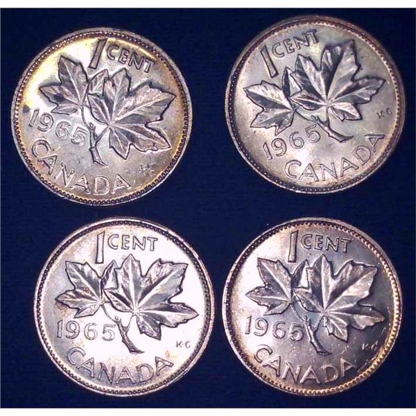 4x Canadian Pennies 1965