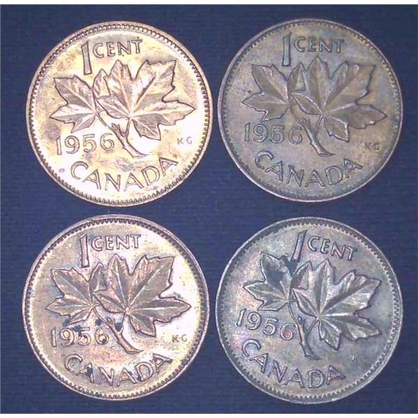 4x Canadian Pennies 1956