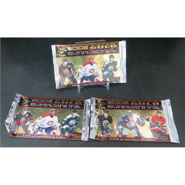 3 Sealed Packs Of 2002 McDonald's Gold Prism Hockey Cards