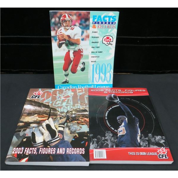 3 Various Grey Cup Fact & Record Books