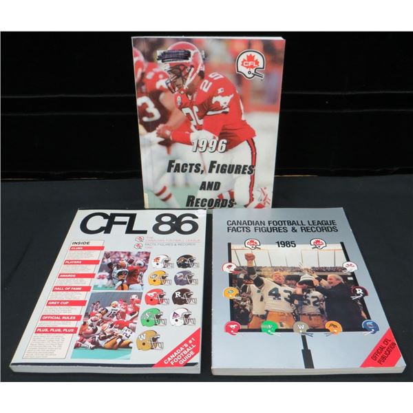 3 Various Grey Cup Fact & Record Books