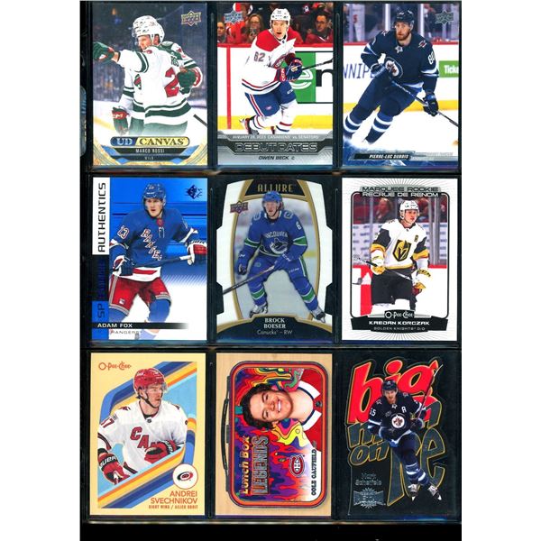 Lot of 9 Various Hockey Inserts or Rookie Cards Various Teams & Players