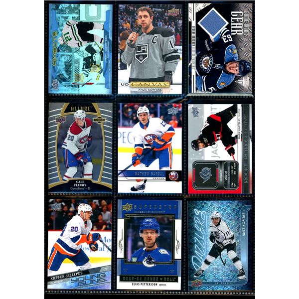Lot of 9 Various Hockey Inserts or Rookie Cards Various Teams & Players