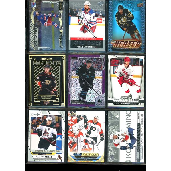 Lot of 9 Various Hockey Inserts or Rookie Cards Various Teams & Players