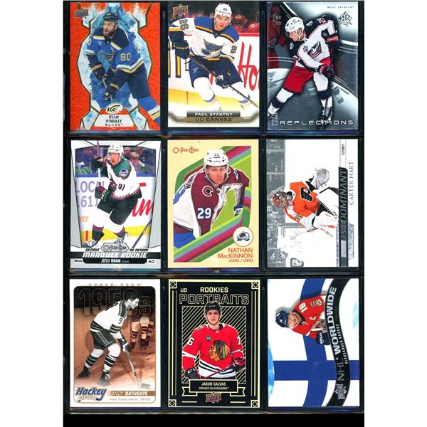 Lot of 9 Various Hockey Inserts or Rookie Cards Various Teams & Players