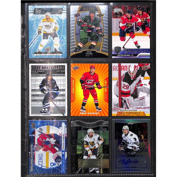 Lot of 9 Various Hockey Inserts or Rookie Cards Various Teams & Players