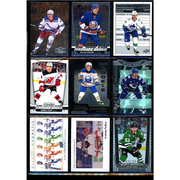Lot of 9 Various Hockey Inserts or Rookie Cards Various Teams & Players