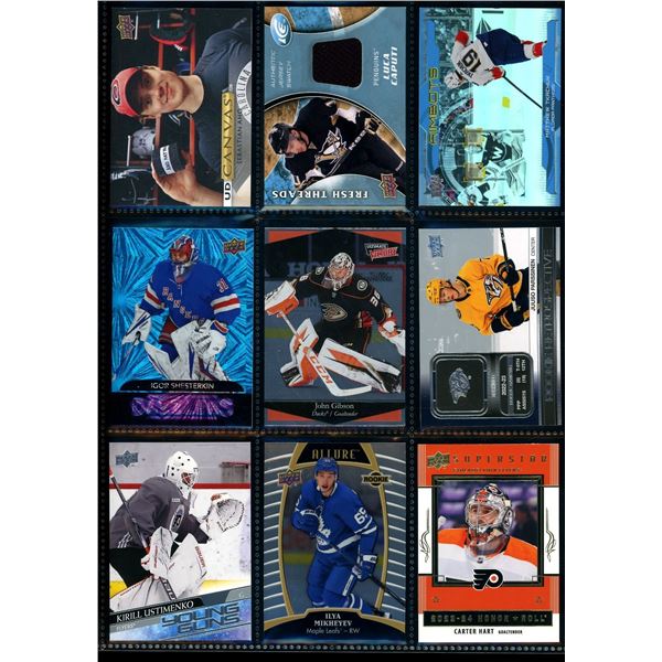 Lot of 9 Various Hockey Inserts or Rookie Cards Various Teams & Players