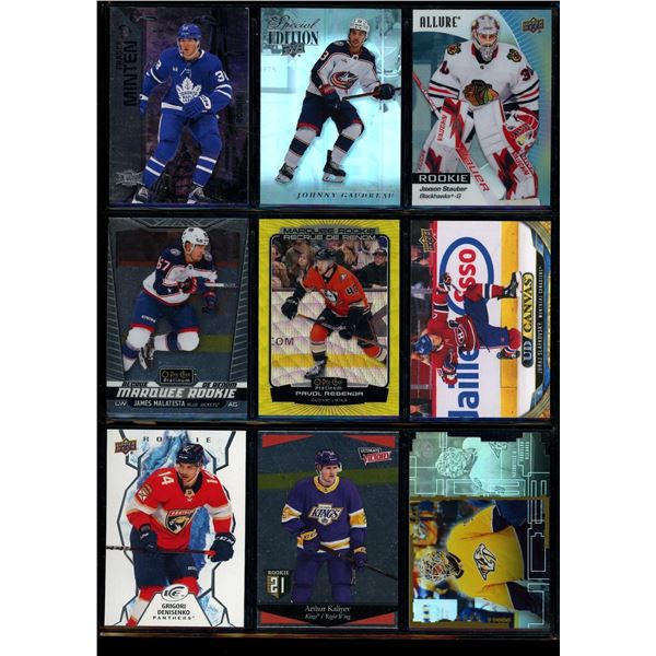 Lot of 9 Various Hockey Inserts or Rookie Cards Various Teams & Players