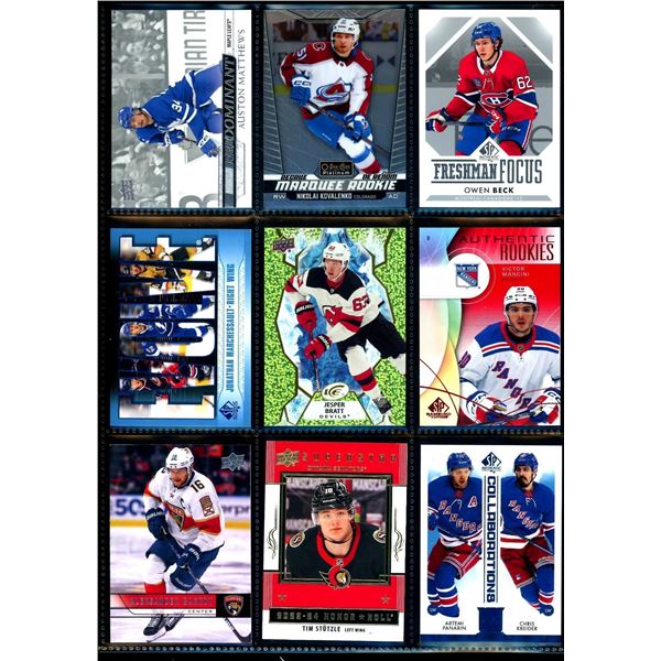 Lot of 9 Various Hockey Inserts or Rookie Cards Various Teams & Players