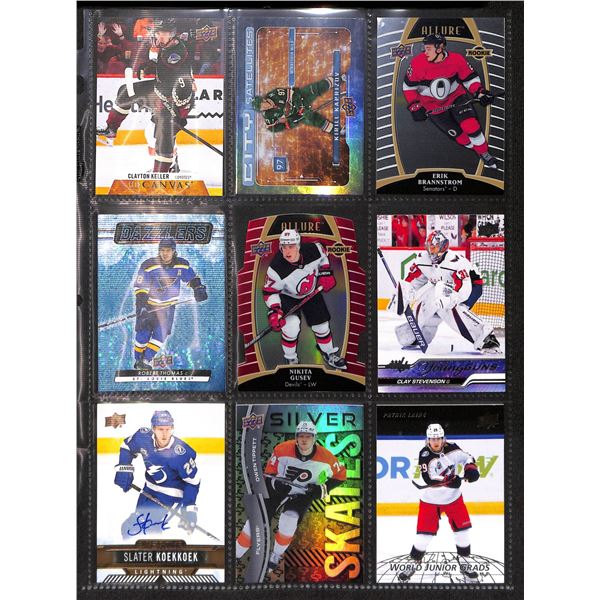 Lot of 9 Various Hockey Inserts or Rookie Cards Various Teams & Players