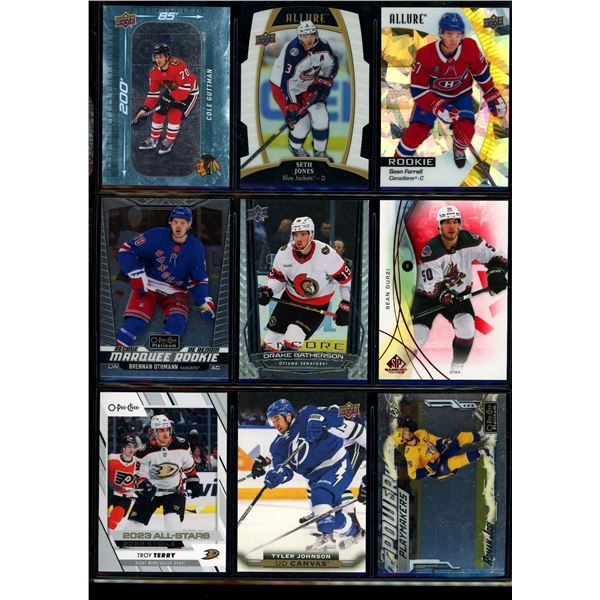 Lot of 9 Various Hockey Inserts or Rookie Cards Various Teams & Players
