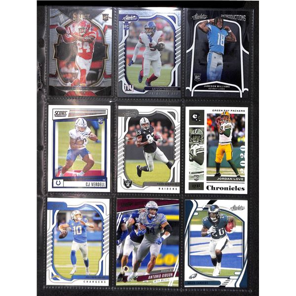 Lot of 9 Various Football Rookie & Insert Cards Various Teams & Players