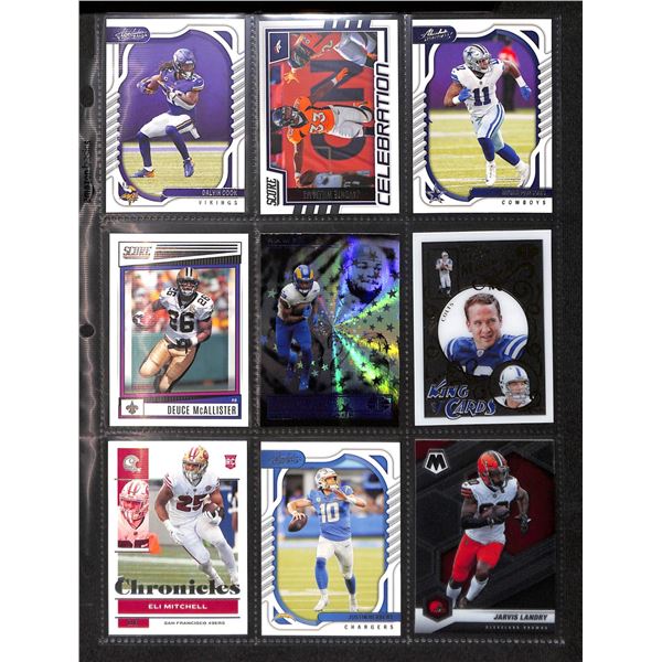 Lot of 9 Various Football Rookie & Insert Cards Various Teams & Players