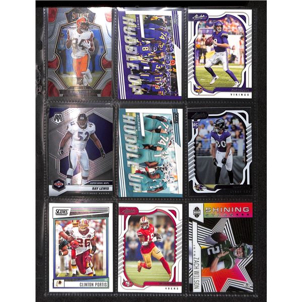 Lot of 9 Various Football Rookie & Insert Cards Various Teams & Players