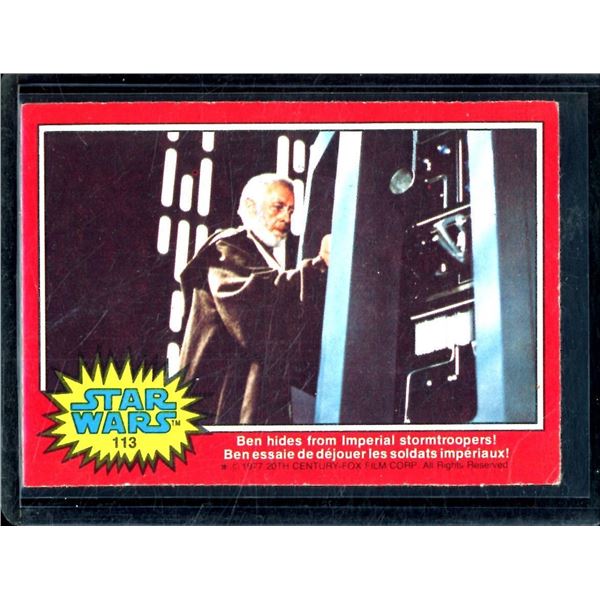 1977 O-Pee-Chee Star Wars #113 Ben hides from Imperial stormtroopers!