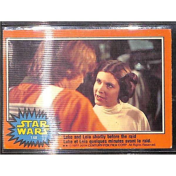 1977 O-Pee-Chee Star Wars #148 Luke and Leia shortly before the raid