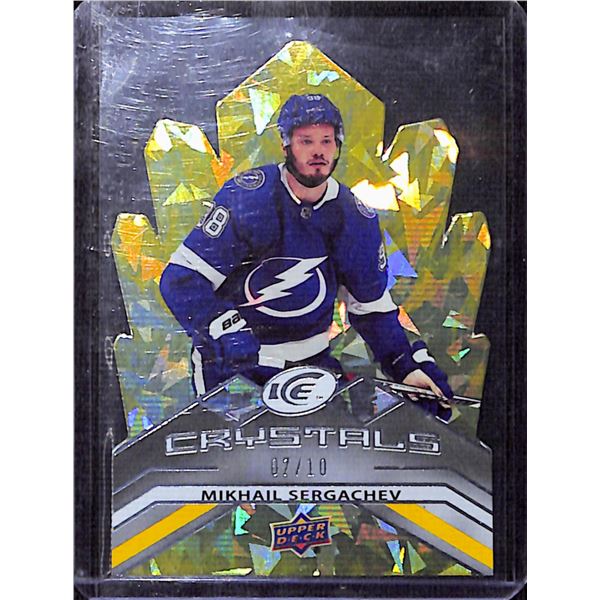 2021-22 Upper Deck Ice Ice Crystals Yellow #IC32 Mikhail Sergachev 7/10 BV $45