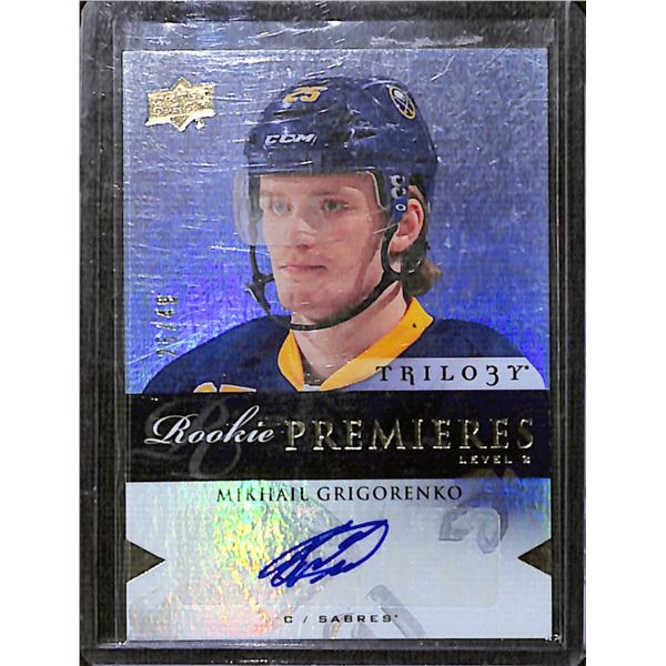 2013-14 Upper Deck Trilogy #118 Mikhail Grigorenko Rookie Card Auto 26/49 BV $180
