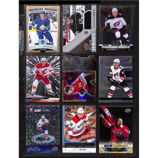 Lot of 9 Various Hockey Inserts or Rookie Cards Various Teams & Players