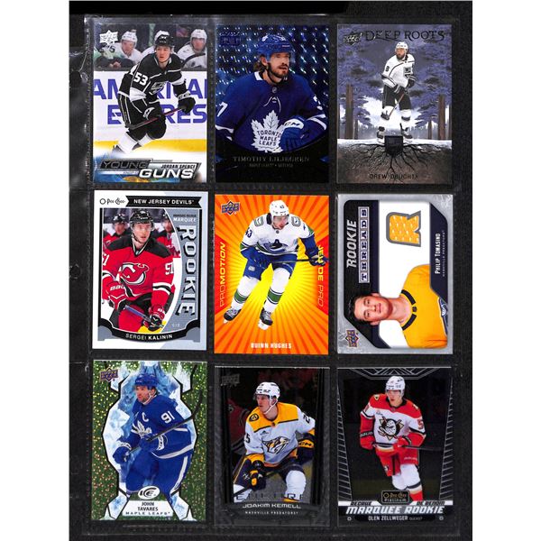 Lot of 9 Various Hockey Inserts or Rookie Cards Various Teams & Players