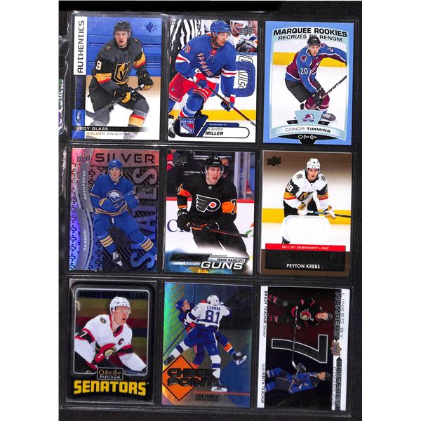Lot of 9 Various Hockey Inserts or Rookie Cards Various Teams & Players