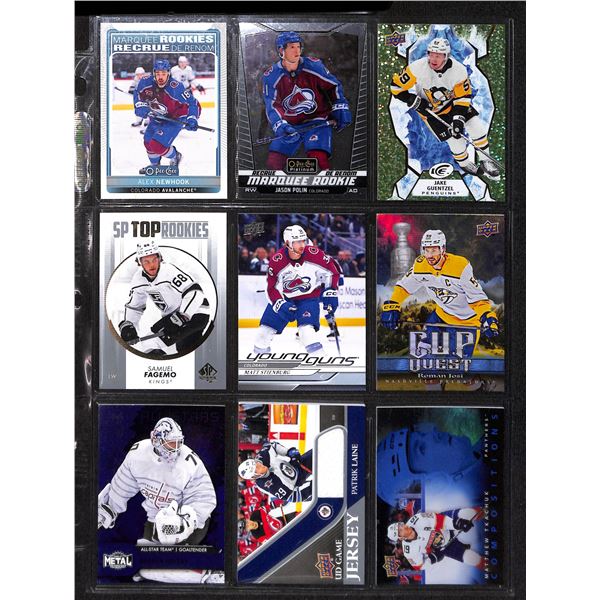 Lot of 9 Various Hockey Inserts or Rookie Cards Various Teams & Players