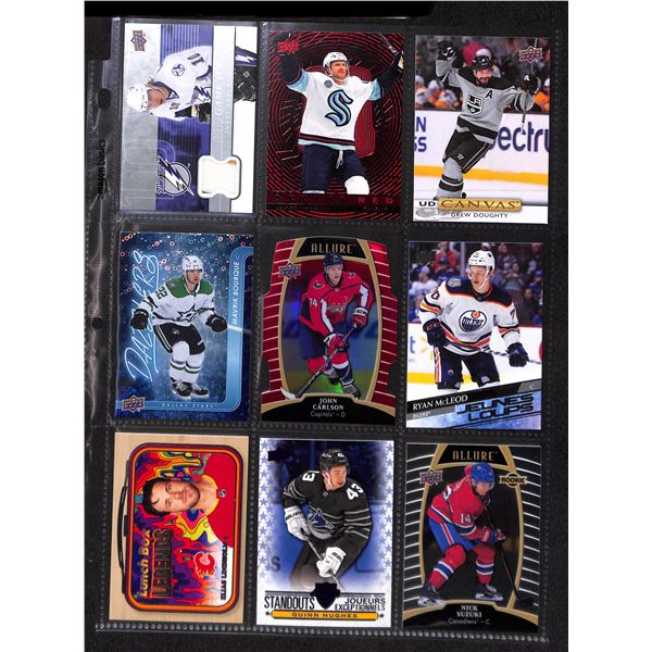 Lot of 9 Various Hockey Inserts or Rookie Cards Various Teams & Players