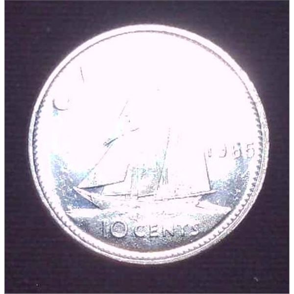 1965 Canadian Silver 10 Cent Coin