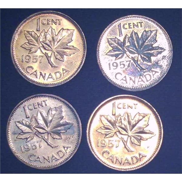 4x Canadian Pennies 1957