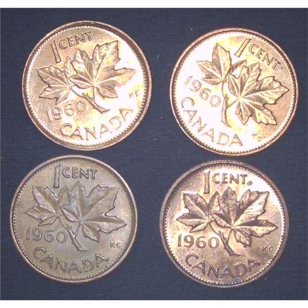 4x Canadian Pennies 1960