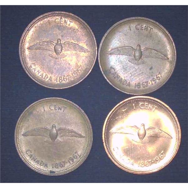 4x Canadian Pennies 1967