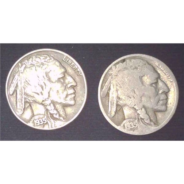 2x USA Buffalo Nickels 1935