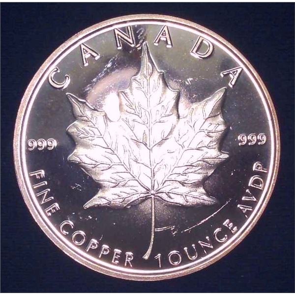 1 Ounce Canada .999 Fine Copper Round