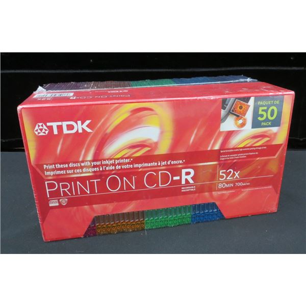 New Factory Sealed 50-pack of TDK Print-On CD-R blanks