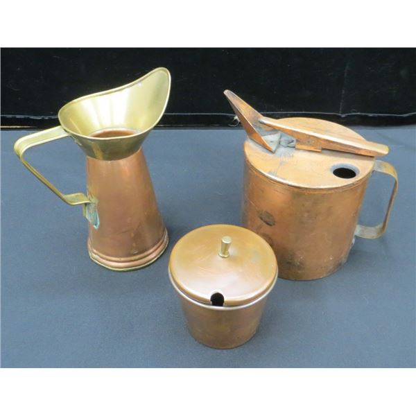3 Vintage Copper Pitchers/Containers