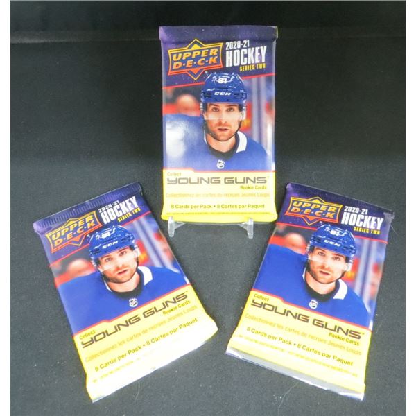 3 Sealed Packs 2020-21 Upper Deck Series 2 Hockey 8 Cards Per Pack