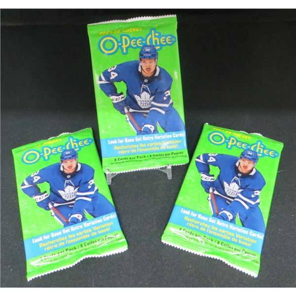 3 Sealed Packs of 2021-22 O-Pee-Chee Hockey 8 cards per pack