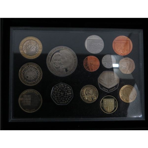 2011 UK Royal Mint Deluxe Proof Coin Collection 14 Coin Set In Black Case & COA