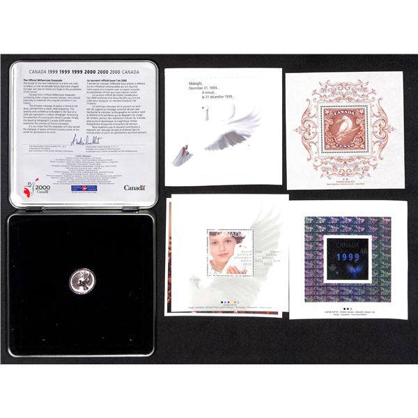 Canada Post Millennium Keepsake 1999 2000 Stamp & Medallion Set Tin