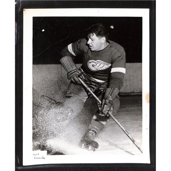 Vintage Original 8x10 Black & White Photo Detroit Red Wings Carl Liscombe