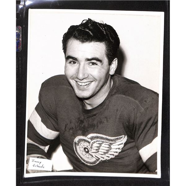 Vintage Original 8x10 Black & White Photo Detroit Red Wings Jimmy Orlando