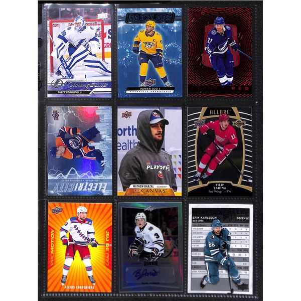 Lot of 9 Various Hockey Inserts or Rookie Cards Various Teams & Players