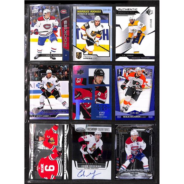 Lot of 9 Various Hockey Inserts or Rookie Cards Various Teams & Players