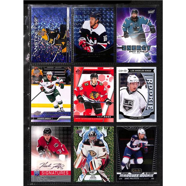 Lot of 9 Various Hockey Inserts or Rookie Cards Various Teams & Players